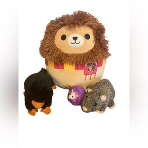 Plush Lion and Friends Set - Brown, Black, Purple